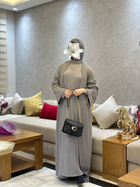 Ensemble Robe + Cardigan - Gris