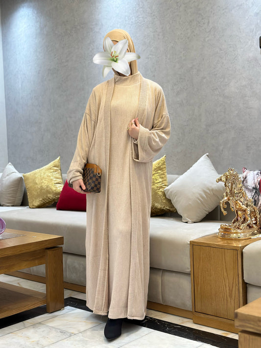 Ensemble Robe + Cardigan - Beige