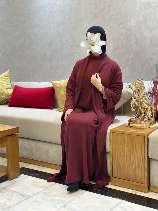 Ensemble Robe + Cardigan - Bordeaux