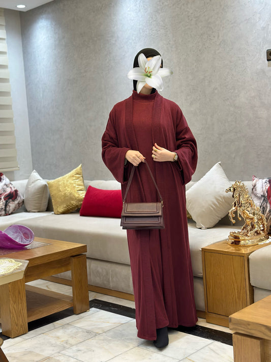 Ensemble Robe + Cardigan - Bordeaux