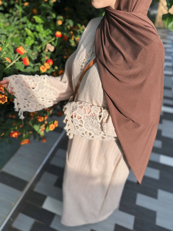 Robe Kimono Broderie - Beige